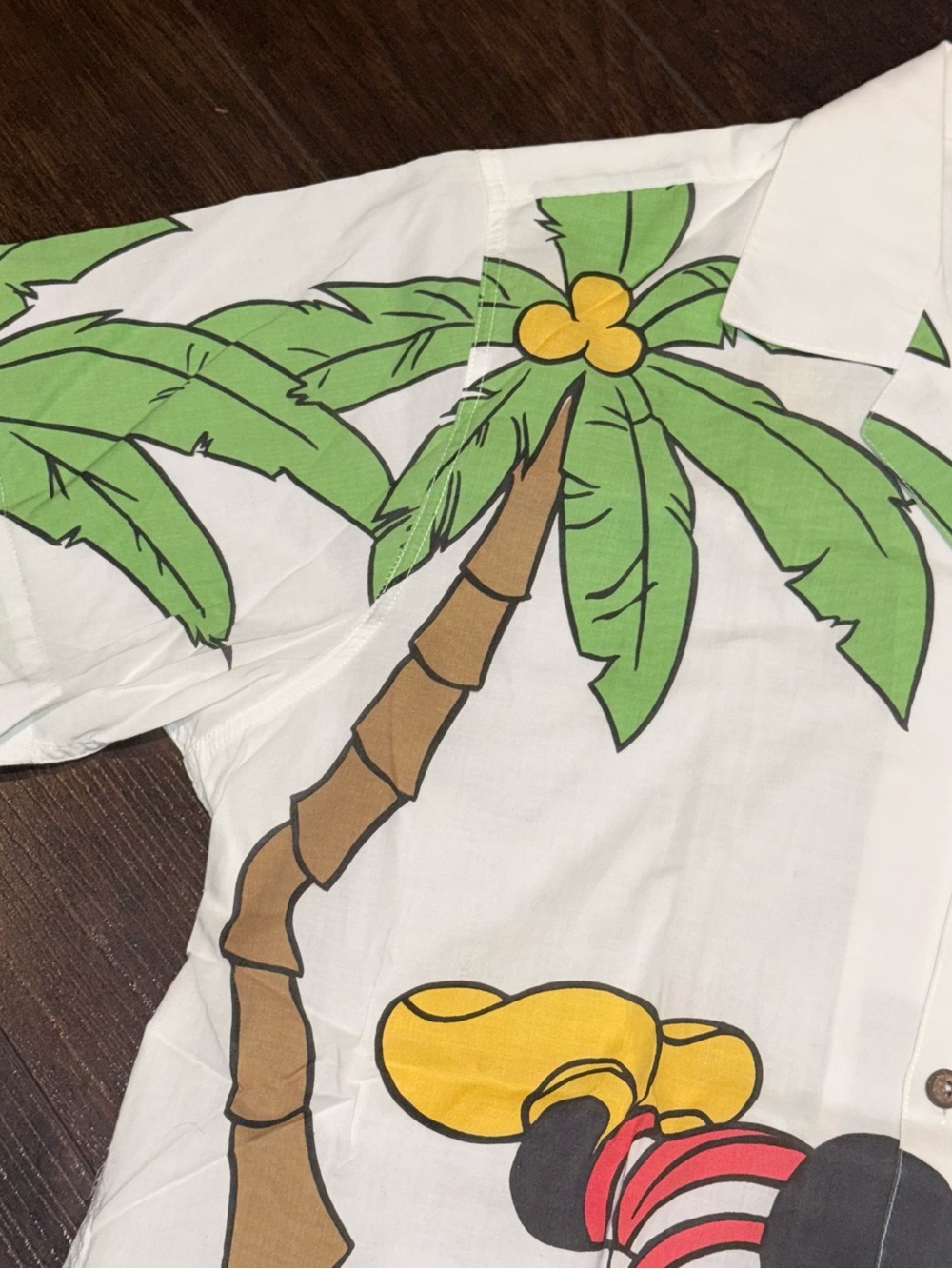 Mickey Mouse Tropical Graphic Button-Up Shirt - White & Blue - Picture 10 of 15